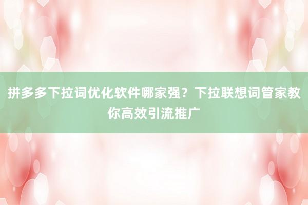 拼多多下拉词优化软件哪家强？下拉联想词管家教你高效引流推广