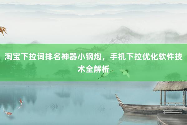 淘宝下拉词排名神器小钢炮，手机下拉优化软件技术全解析