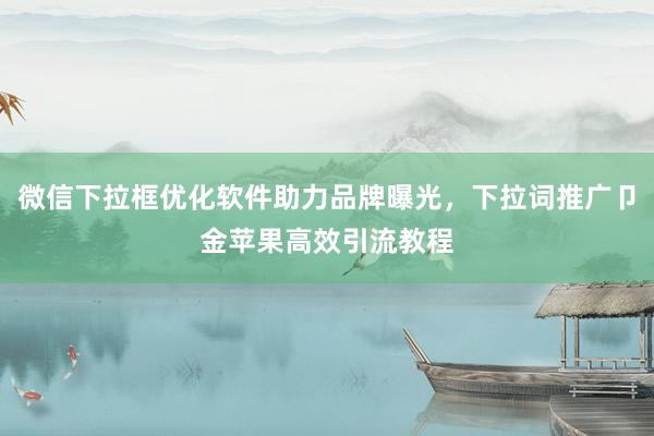 微信下拉框优化软件助力品牌曝光，下拉词推广卩金苹果高效引流教程