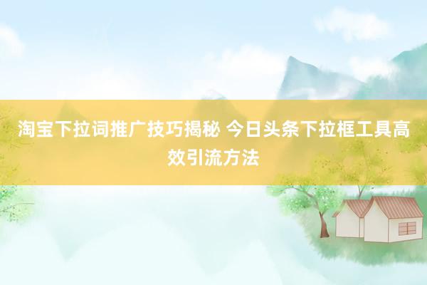 淘宝下拉词推广技巧揭秘 今日头条下拉框工具高效引流方法