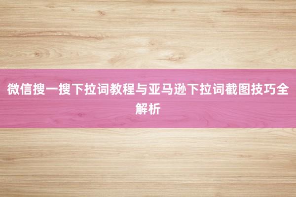 微信搜一搜下拉词教程与亚马逊下拉词截图技巧全解析