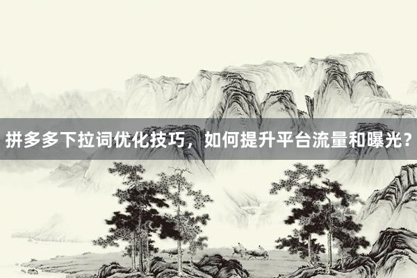 拼多多下拉词优化技巧，如何提升平台流量和曝光？
