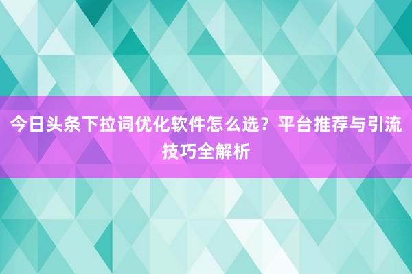 今日头条下拉词优化软件怎么选？平台推荐与引流技巧全解析