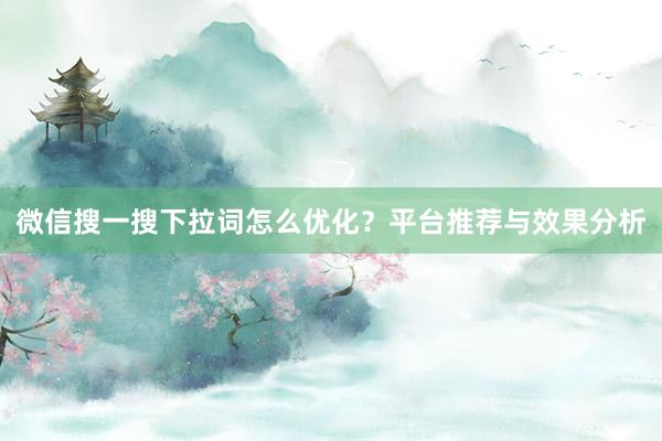 微信搜一搜下拉词怎么优化？平台推荐与效果分析