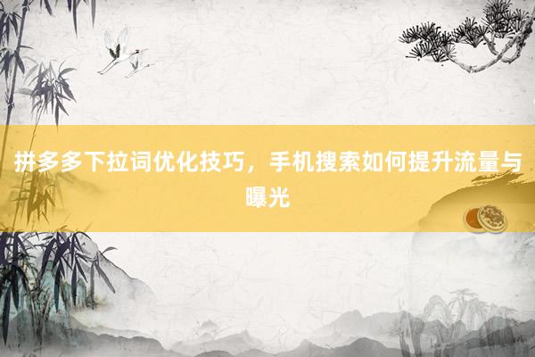 拼多多下拉词优化技巧，手机搜索如何提升流量与曝光