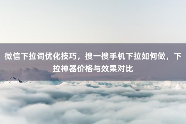 微信下拉词优化技巧，搜一搜手机下拉如何做，下拉神器价格与效果对比