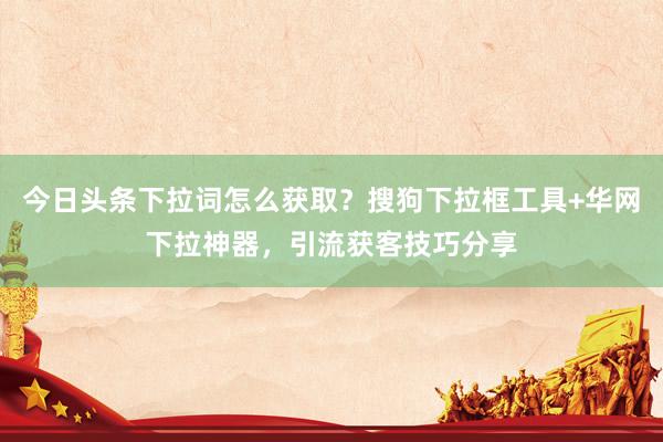 今日头条下拉词怎么获取？搜狗下拉框工具+华网下拉神器，引流获客技巧分享
