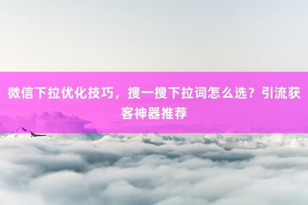 微信下拉优化技巧，搜一搜下拉词怎么选？引流获客神器推荐