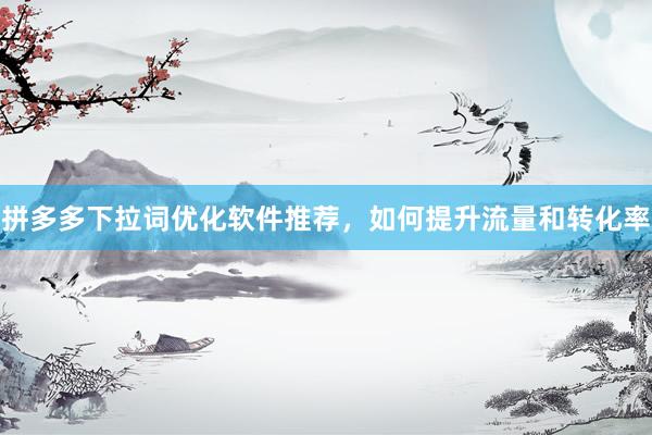 拼多多下拉词优化软件推荐，如何提升流量和转化率