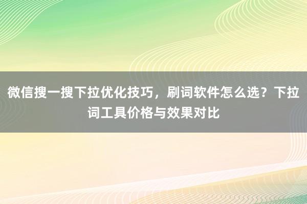 微信搜一搜下拉优化技巧，刷词软件怎么选？下拉词工具价格与效果对比