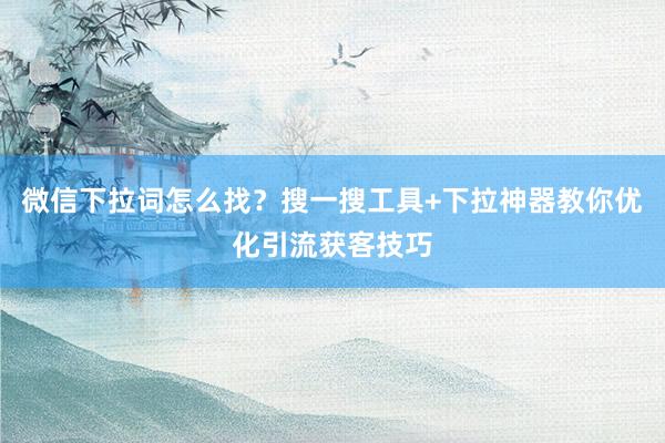 微信下拉词怎么找？搜一搜工具+下拉神器教你优化引流获客技巧