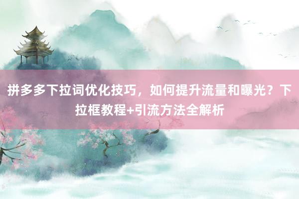 拼多多下拉词优化技巧，如何提升流量和曝光？下拉框教程+引流方法全解析