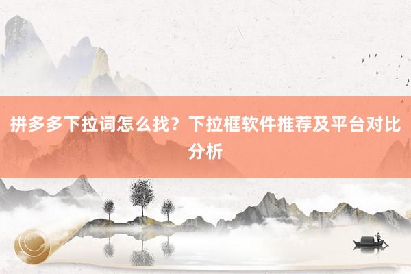 拼多多下拉词怎么找？下拉框软件推荐及平台对比分析