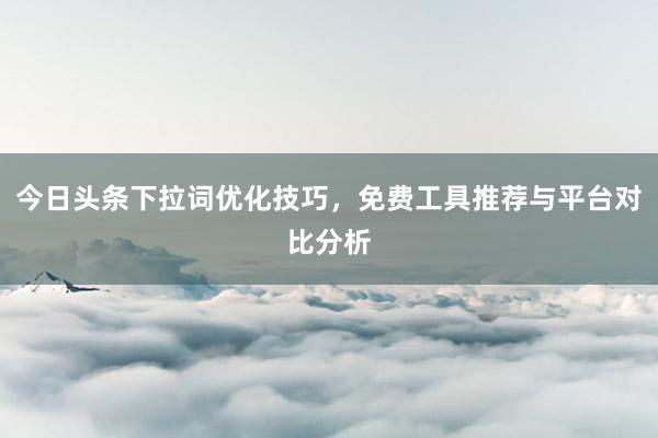 今日头条下拉词优化技巧，免费工具推荐与平台对比分析