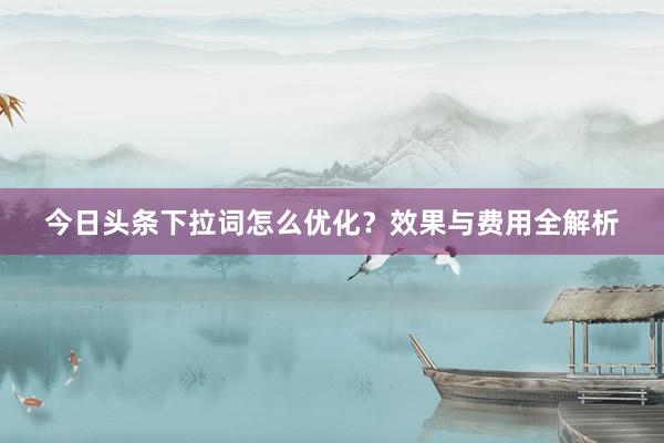 今日头条下拉词怎么优化？效果与费用全解析
