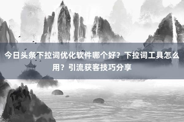 今日头条下拉词优化软件哪个好？下拉词工具怎么用？引流获客技巧分享