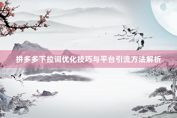 拼多多下拉词优化技巧与平台引流方法解析