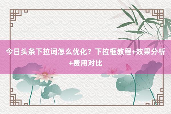 今日头条下拉词怎么优化？下拉框教程+效果分析+费用对比
