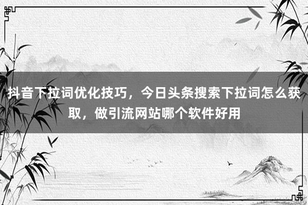 抖音下拉词优化技巧，今日头条搜索下拉词怎么获取，做引流网站哪个软件好用