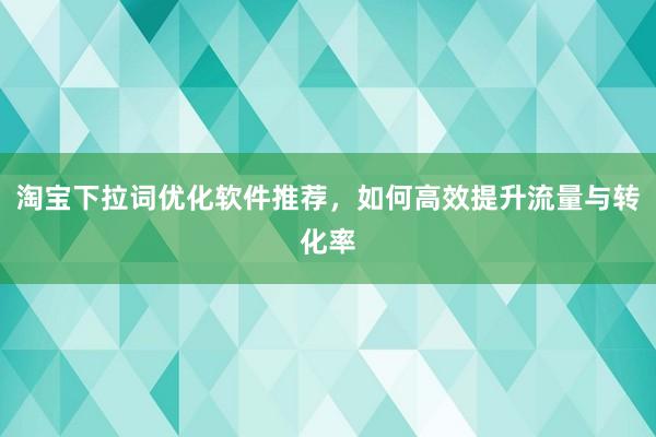 淘宝下拉词优化软件推荐，如何高效提升流量与转化率